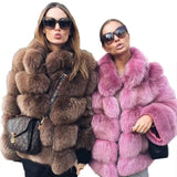 Women Faux Fur Fox Coats Short Coat Jackets Elegant Autumn Winter Jacket Furry Outerwear Elegant Splice Thick Warm Coffe Coats