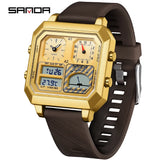 SANDA 6210 Top Brand Silicone Strap Fashion Men's Electronic Watch Intelligent Temperature Gauge for Men's Electronic Watch
