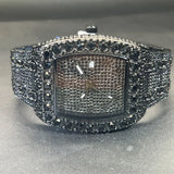 Luxury Iced Out Watch for Mens Brand MISSFOX Hip Hop Square Diamond Quartz Watch Fashion Sports Silicone Strap Tonneau Clock Man