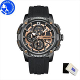 MARK FAIRWHALE 4360 Reloj de moda para hombre, correa de silicona, cronógrafo, resistente al agua, relojes de cuarzo para hombre, caja de regalo, Reloj Hombre