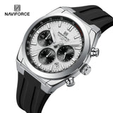 NAVIFORCE Men's Sport Watch Waterproof Silicone Strap Chronograph Watch Luxury Brand Man Waterproof Luminous Quartz Wristwatch
