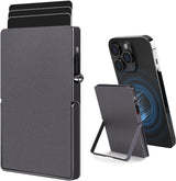 RFID Blocking Wallet Minimalist Slim Card Holder for Magsafe with Adjustable Stand, Metal Pop Up Magnetic Wallet for Men TOYFID-6