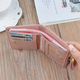 UOSC Geometric Women Cute Pink Wallets Pocket Purse Card Holder Patchwork Wallet Lady Female Fashion Short Coin Burse Money Bag