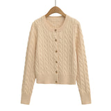 Round neck single breasted long sleeved sweater