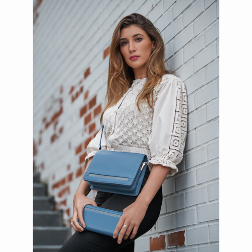 Breitbörse mit Reissverschluss blau