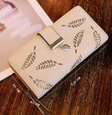 Cartera de mujer Mara's Dream Brand Leaves Hollow, de piel sintética suave, tipo sobre, de diseñador, para monedas y tarjetas. 