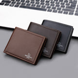 Cartera corta para hombre, cartera para estudiante universitario con cremallera, cartera sencilla de cuero suave con nicho.