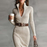 Long sleeved waist cinching dress