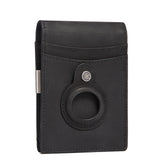 Cartera de cuero para hombre con clip de cambio antimagnético y capa de piel de vaca, compatible con Airtags antipérdida. 