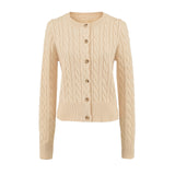 Round neck single breasted long sleeved sweater