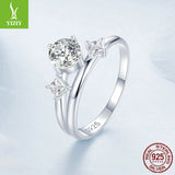 Silver Charm New Explosive Zircon Double Layer Ring Wedding Ring Simple and Elegant s925 Pure Silver Luxury Ring Jewelry