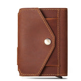 Funda para tarjetas de crédito, tarjetero antirrobo RFID de cuero Crazy Horse retro, multifuncional, con recepción automática. 