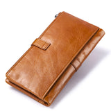 Pochette en cuir véritable, nouveau portefeuille tendance à deux volets, portefeuille long pour femme 