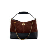 Bolso bandolera de cuero con cadena y bandolera de ante