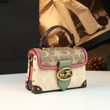 Leather Small Square Bag for Women, Fashionable Magenta Color, Handheld Mini Bag, Elegant and Stylish, Shoulder Crossbody Bag