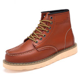 Botas de trabajo británicas informales de caña alta de cuero genuino, zapatos de cuero con punta grande