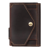Funda para tarjetas de crédito, tarjetero antirrobo RFID de cuero Crazy Horse retro, multifuncional, con recepción automática. 