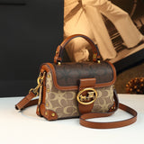 Leather Small Square Bag for Women, Fashionable Magenta Color, Handheld Mini Bag, Elegant and Stylish, Shoulder Crossbody Bag