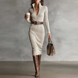 Long sleeved waist cinching dress