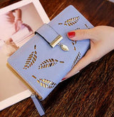 Cartera de mujer Mara's Dream Brand Leaves Hollow, de piel sintética suave, tipo sobre, de diseñador, para monedas y tarjetas. 