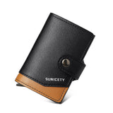 Metal Aluminum Case Automatic Pop-up Card Holder Women PU Card Case RFID Credit Card Case Leather Men's Wallet