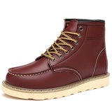 Botas de trabajo británicas informales de caña alta de cuero genuino, zapatos de cuero con punta grande