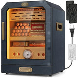 Cigar Humidor, with Cigar Accessory Drawer and 2 Humidifiers, Lighted Control Magnetic Door Desktop Cigar Humidor Cabinet