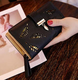 Cartera de mujer Mara's Dream Brand Leaves Hollow, de piel sintética suave, tipo sobre, de diseñador, para monedas y tarjetas. 