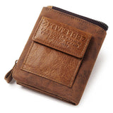 Genuine Cowhide Men's Short Wallet Fashion Casual Zipper Wallet Open Multifunctional Coin Purse