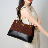 Bolso bandolera de cuero con cadena y bandolera de ante