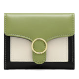 Brand Designer Geometric Panelled Trifold Women Wallet Pu Leather Zipper Coin Ladies Small Purse Card Holder Short Female Wallet