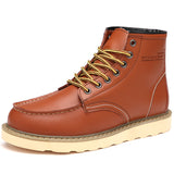 Botas de trabajo británicas informales de caña alta de cuero genuino, zapatos de cuero con punta grande