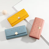 NEW Designer Rivet Button Trifold Long Wallet Women Big Capacity Female Wallets Thread Female Ladies Purse Phone Pocket Clutches