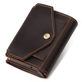 Funda para tarjetas de crédito, tarjetero antirrobo RFID de cuero Crazy Horse retro, multifuncional, con recepción automática. 
