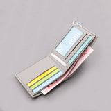 Cartera corta para hombre, sencilla, ultrafina, gris, con capacidad para licencia de conducir, cartera multitarjeta, cartera para estudiantes 