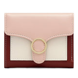 Brand Designer Geometric Panelled Trifold Women Wallet Pu Leather Zipper Coin Ladies Small Purse Card Holder Short Female Wallet
