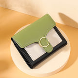 Brand Designer Geometric Panelled Trifold Women Wallet Pu Leather Zipper Coin Ladies Small Purse Card Holder Short Female Wallet