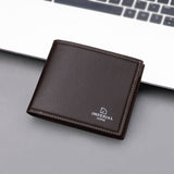 Cartera corta para hombre, cartera para estudiante universitario con cremallera, cartera sencilla de cuero suave con nicho.