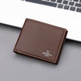 Cartera corta para hombre, cartera para estudiante universitario con cremallera, cartera sencilla de cuero suave con nicho.