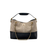 Bolso bandolera de cuero con cadena y bandolera de ante