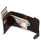 Funda para tarjetas de crédito, tarjetero antirrobo RFID de cuero Crazy Horse retro, multifuncional, con recepción automática. 