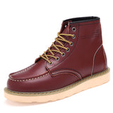 Botas de trabajo británicas informales de caña alta de cuero genuino, zapatos de cuero con punta grande