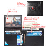 Cartera de piel de vaca para hombre, de gran capacidad, con múltiples tarjetas, RFID, antimagnética, compatible con AirTag, dispositivo antipérdida.