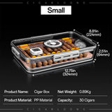 CIGARLOONG boîte à cigares transparente scellée et nourrie peut contenir 30 cigares, avec hygromètre intégré Cave à cigares