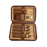 Humidor à cigares de luxe en cuir avec logo personnalisé et finition laquée, étui de voyage portable avec surface polie et humidificateur