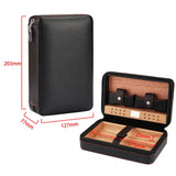 Custom Personalized Gift Waterproof 4-Finger Portable Travel Wood Tray Holder Leather Cigar Cases/Humidors Box Bag