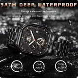 POEDAGAR 628 New Waterproof Luminous 3 Needles Fashion Quartz Watch Square Men's Waterproof Genuine Leather Strap Quartz Watches
