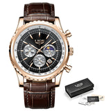 LIGE LG8989 Waterproof Luminous Mens Quartz Watch Wearable Devices Fashion Luxury for Men Watches Stainless Leather Wristwatch