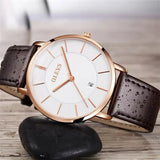 2025 Sports Wrist Watch OLEVS Luxury  Men's Quartz Analog Display Date Watches Casual Genuine Leather Swim Watch Thin for Men
