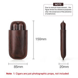 Factory Price Portable Genuine Leather Cigar Box Travel Humidor Holder 2 Tube Cigar Case Leather